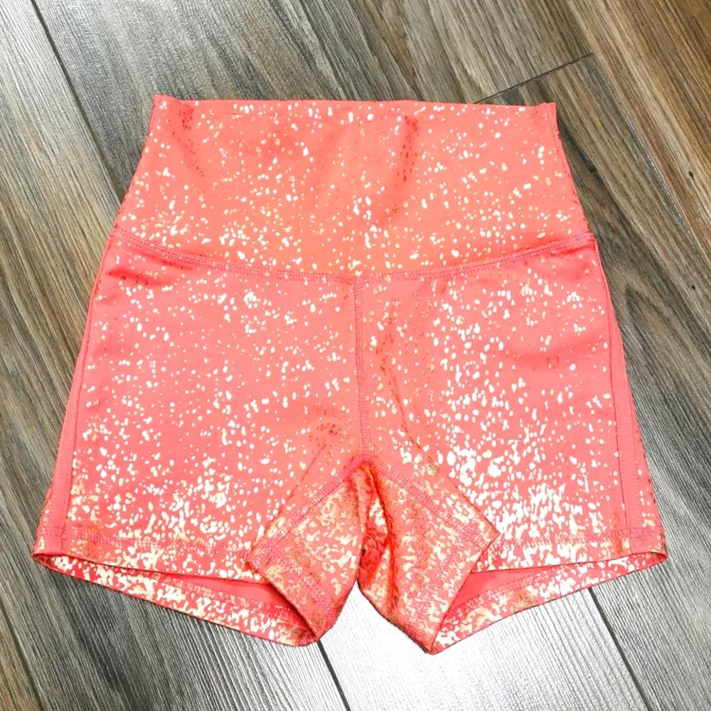 BuffBunny Rose Coral & Metallic Gold Shorts, Extra Small